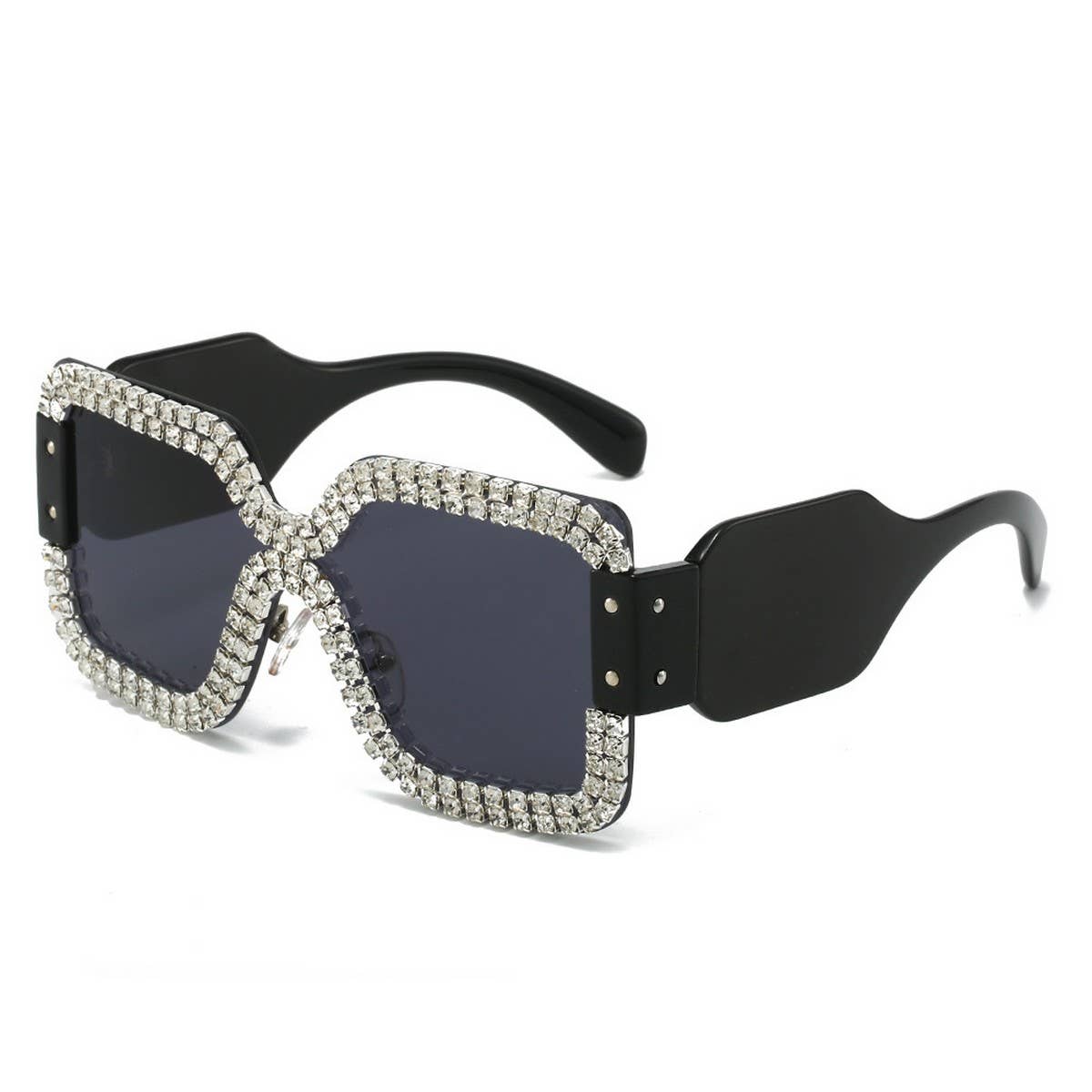 FRAMELESS ONE-PIECE DOUBLE ROW DIAMOND SUNGLASSES
