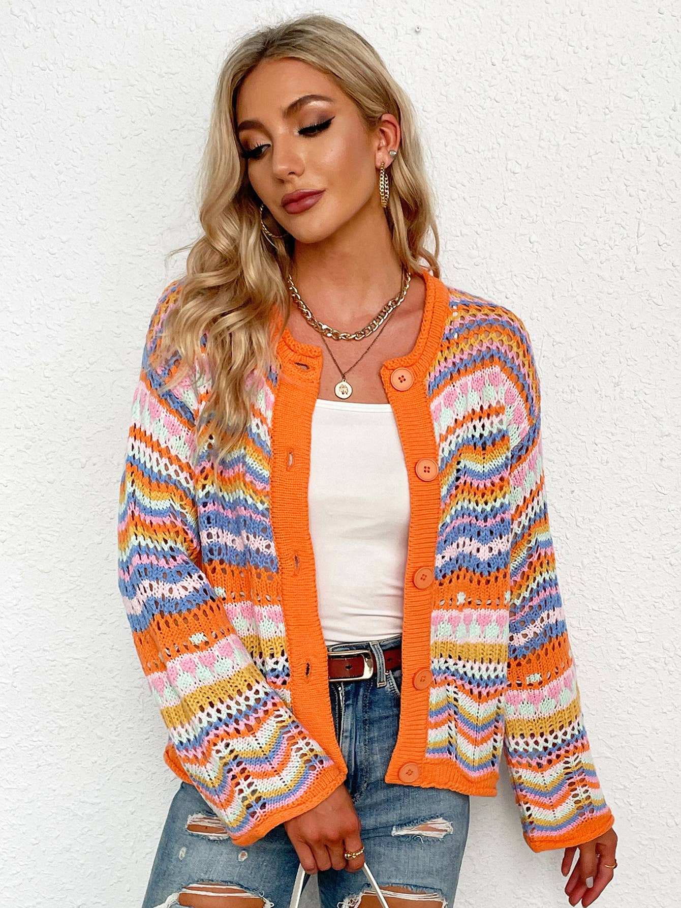 STRIPED SWEATER LOOSE RAINBOW KNITWEAR