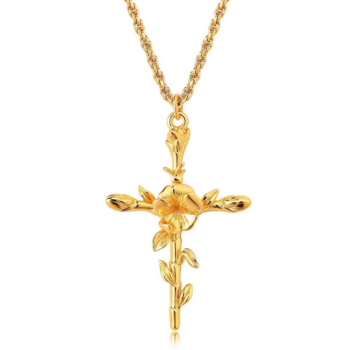 NEW CREATIVE DECEMBER CROSS FLOWER NECKLACE
