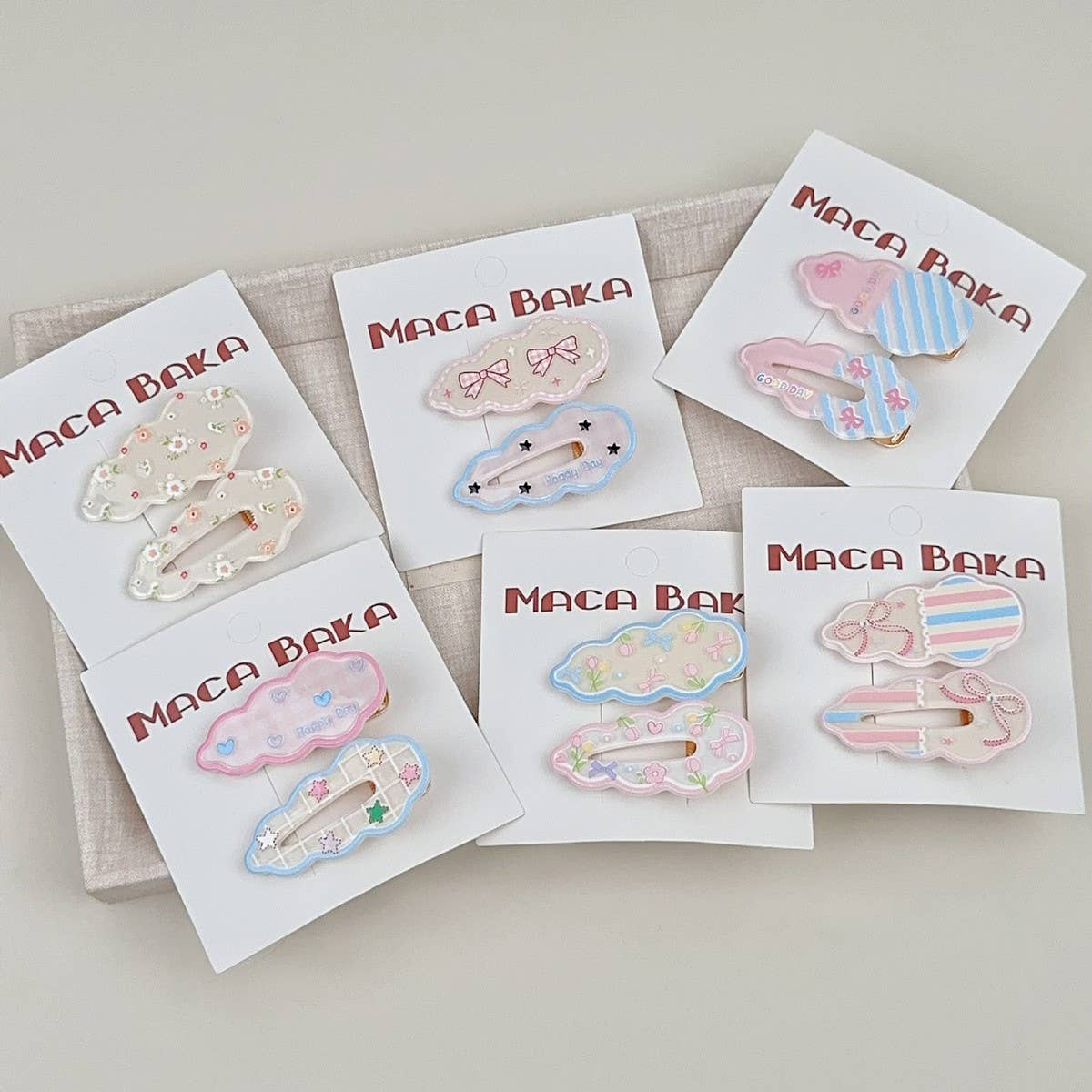 SWEET GIRL FLORAL BOW 2-PACK CLOUD HAIR CLIPS