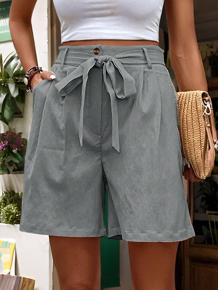 Simple Casual Drawstring Elastic Waist Shorts
