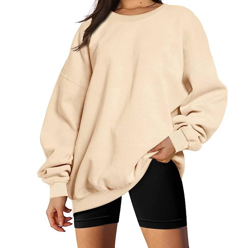 Basic solid-color long-sleeved pullover hoodie