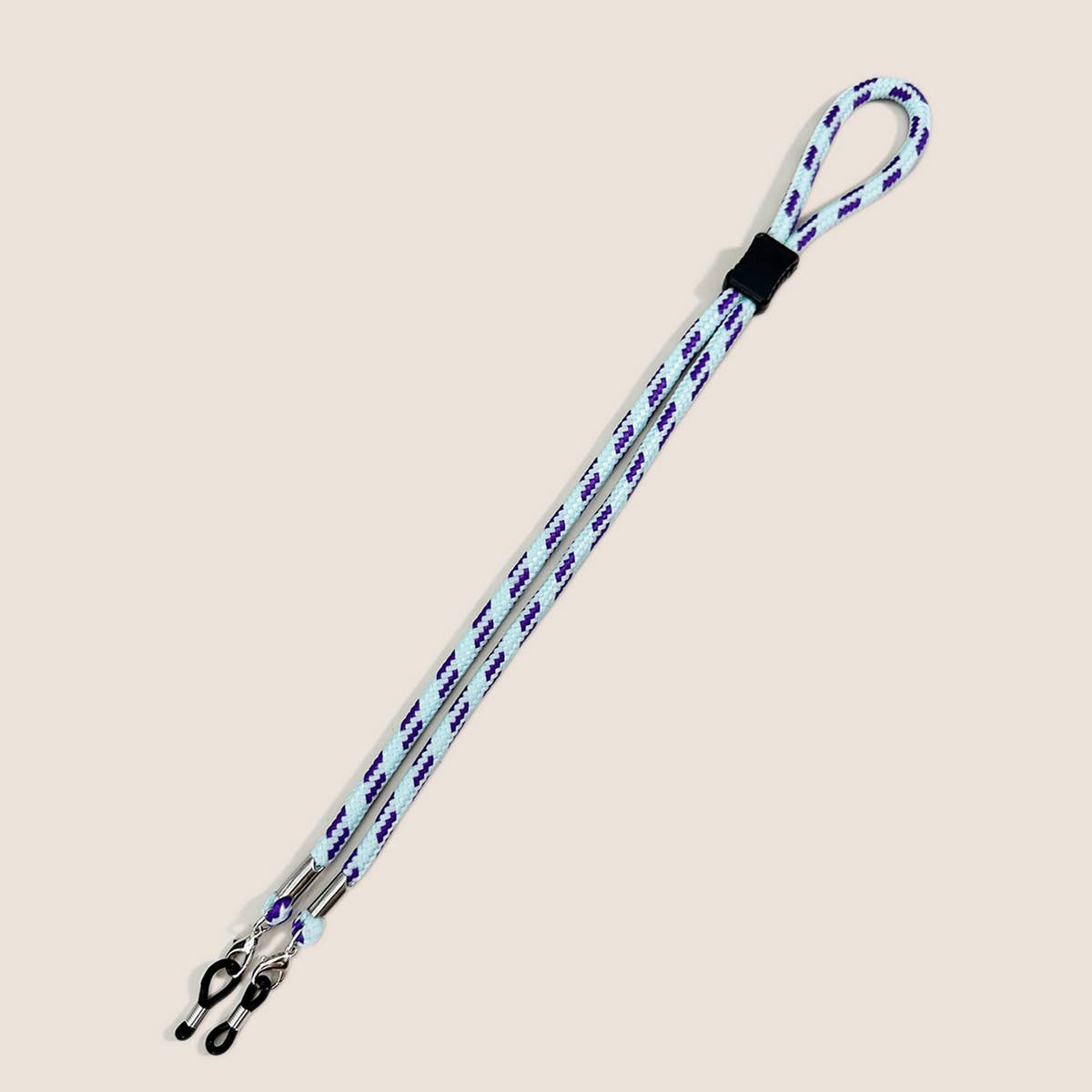 COLORFUL DUAL COLOR BLOCK BRAIDED GLASSES LANYARD