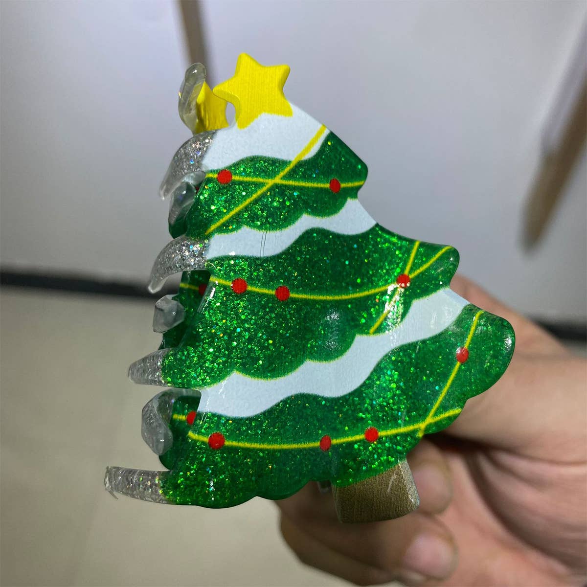 Christmas Hair Claw - Santa Bell Gift House Clip