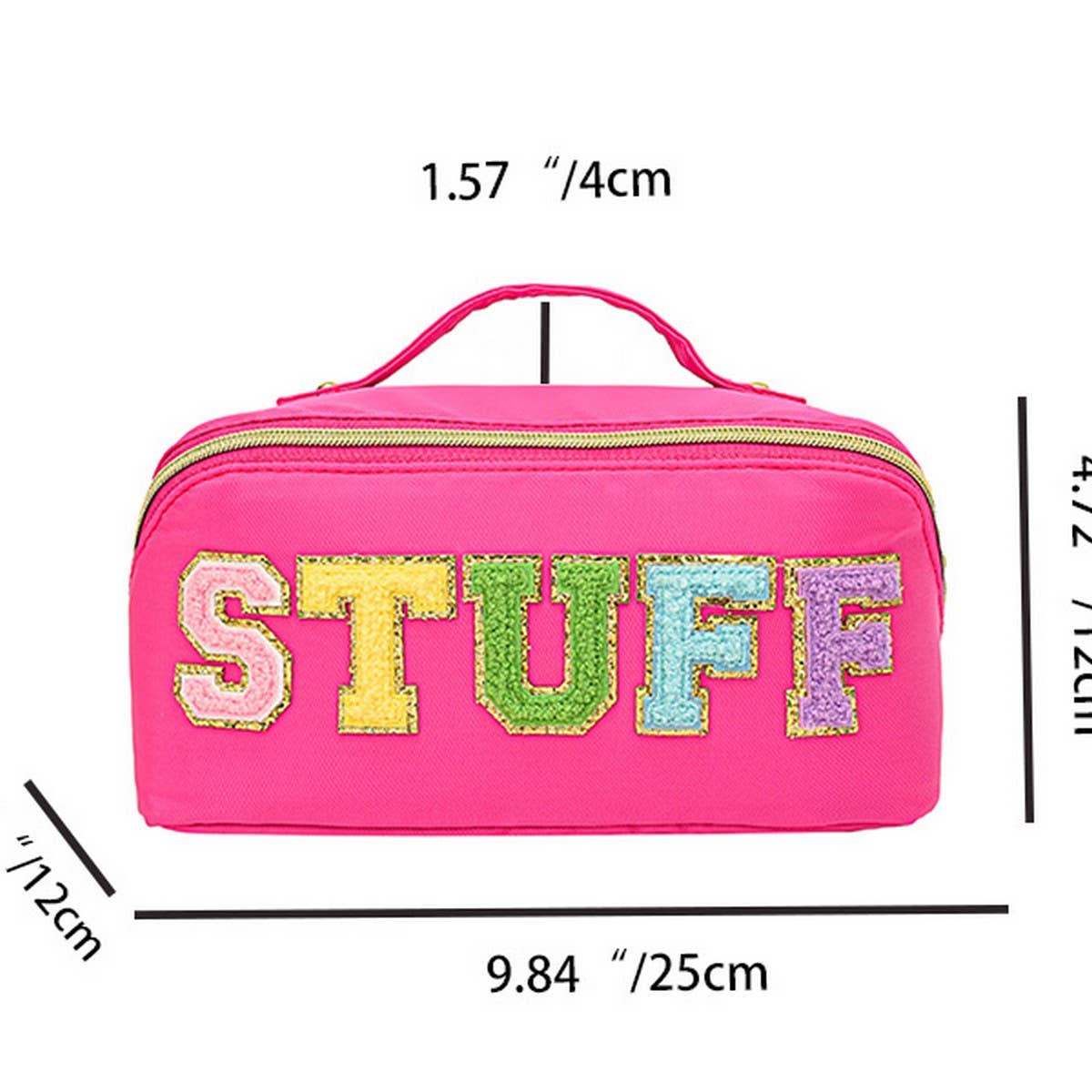 NYLON HAND-HELD FLOCKING LETTER COSMETIC BAG_CWAB4383
