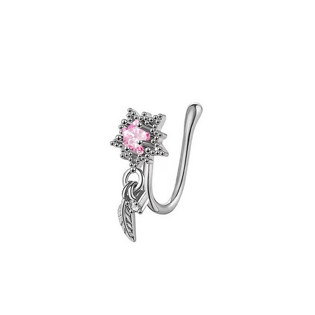 Zircon U-Shaped Clip-On Nose Ring No Piercing_CWMM9511