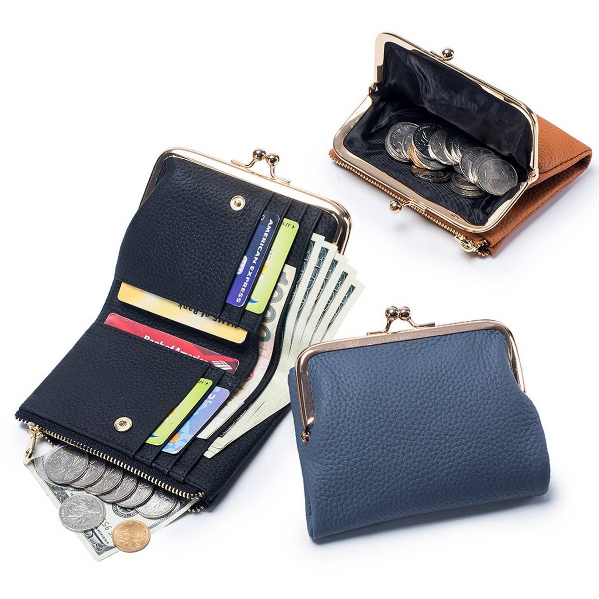 FASHION GENUINE LEATHER CLUTCH SHORT SIMPLE WALLET_CWAB3797