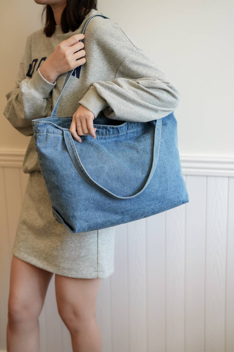 Casual denim single-shoulder underarm bag