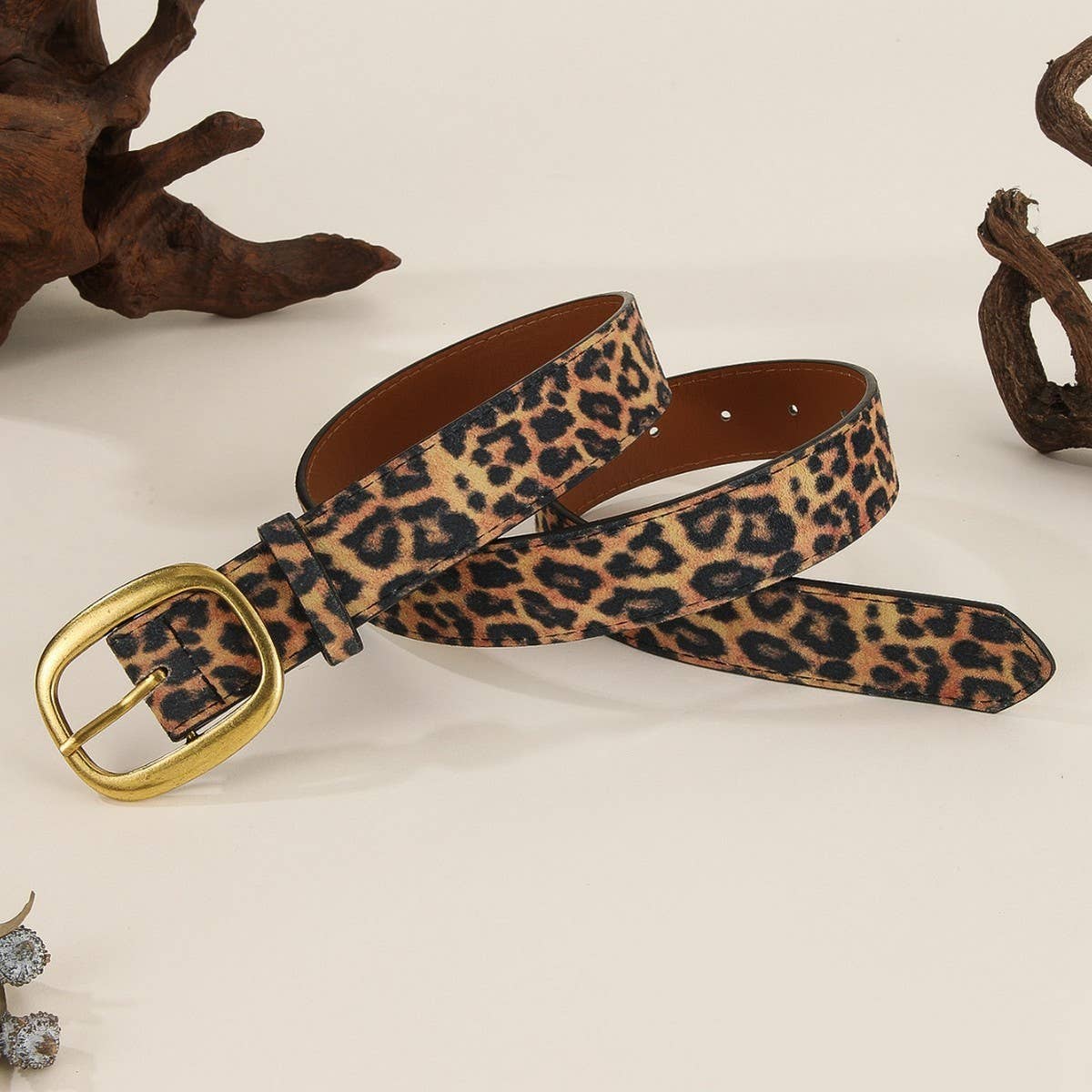 VINTAGE FASHION LEATHER BELT JEANS BRASS BUCKLEBELT