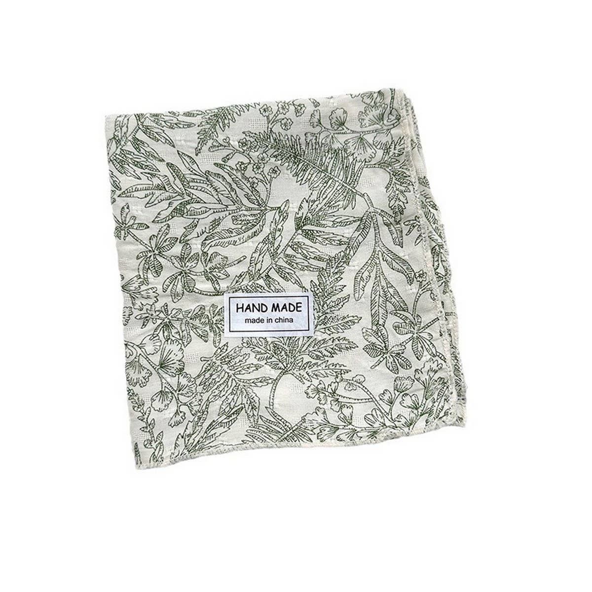 Floral Cotton Linen Square Scarf for Women