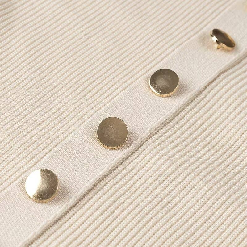 SOLID COLOR PENDANT SINGLE-BREASTED SWEATER DRESS