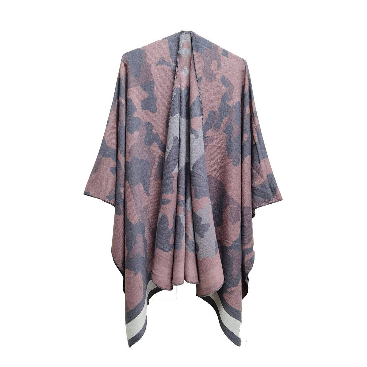CAMOUFLAGE STRIPED WARM SPLIT SHAWL CLOAK_CWASC0284