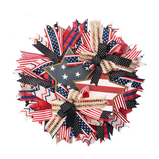 USA Flag Ribbon Wreath for Independence Day_CWAJE05381