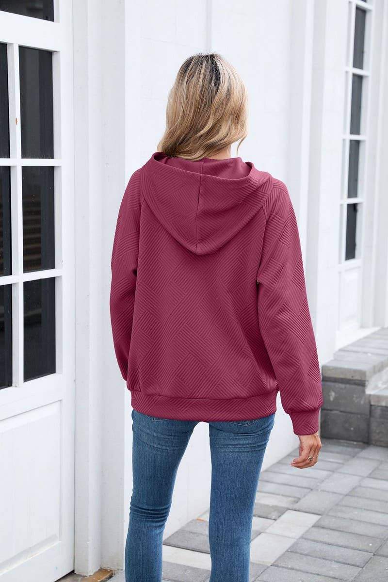CWOHOL00661_SOLID HOODED POCKET CASUAL SWEATSHIRT