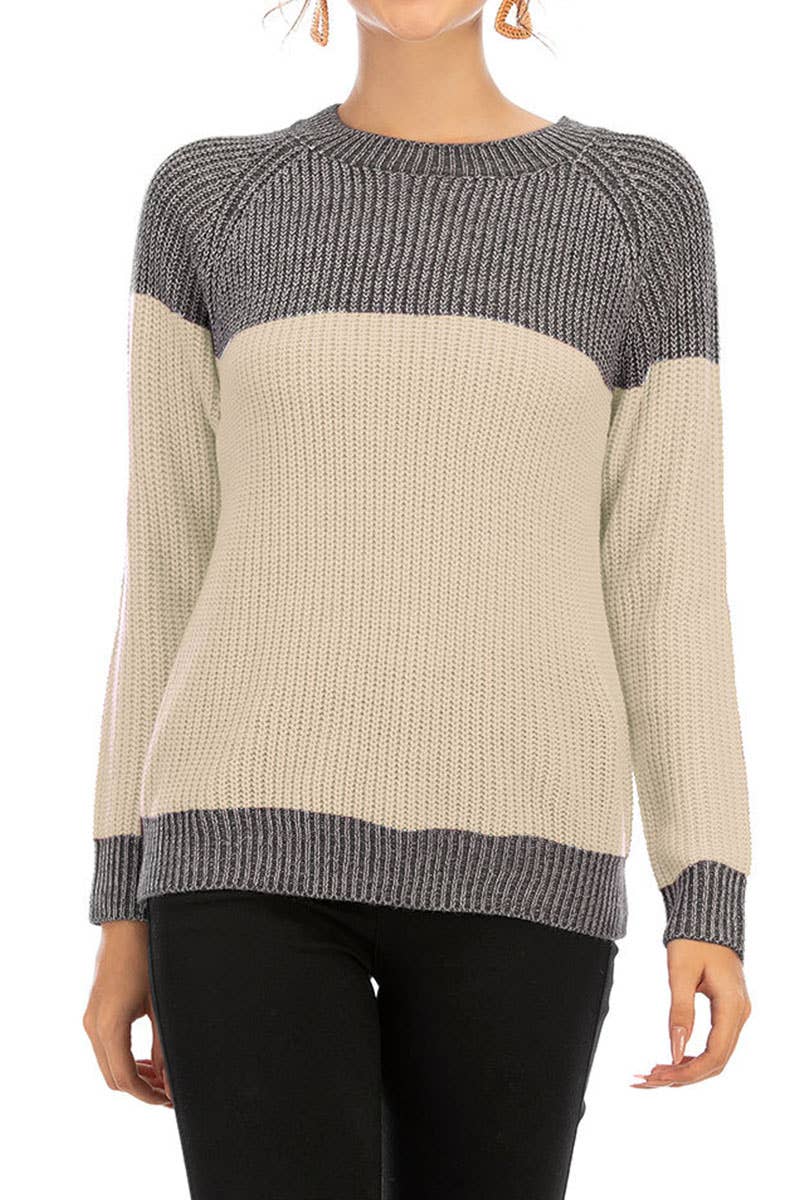Large-size crew-neck sweater pullover