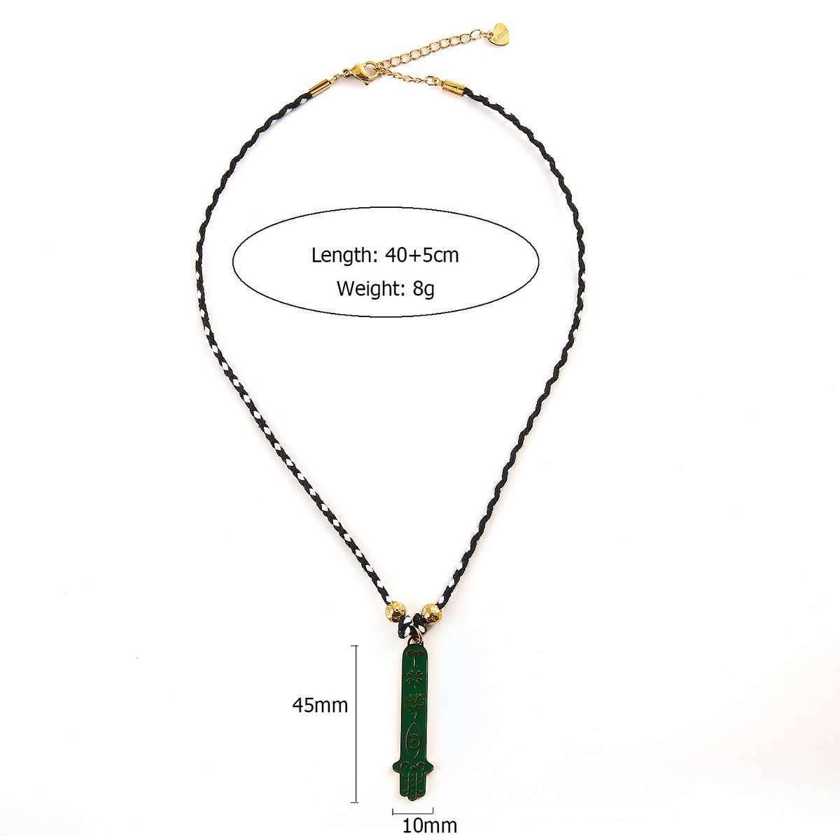 Vintage Steel Square Evil Eye Pendant Necklace