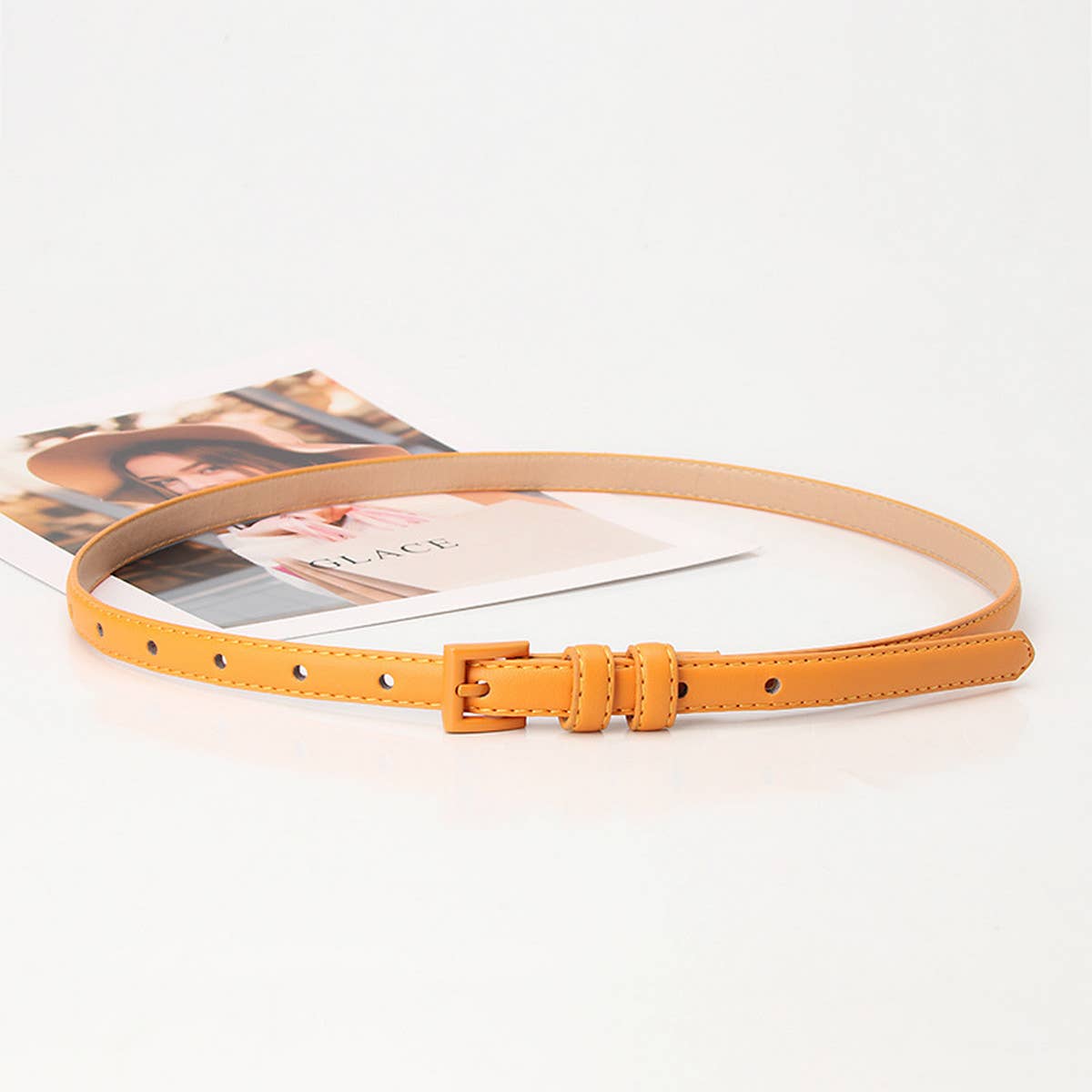 CWABE0907_WOMEN'S SMALL SQUARE BUCKLE THIN BELT