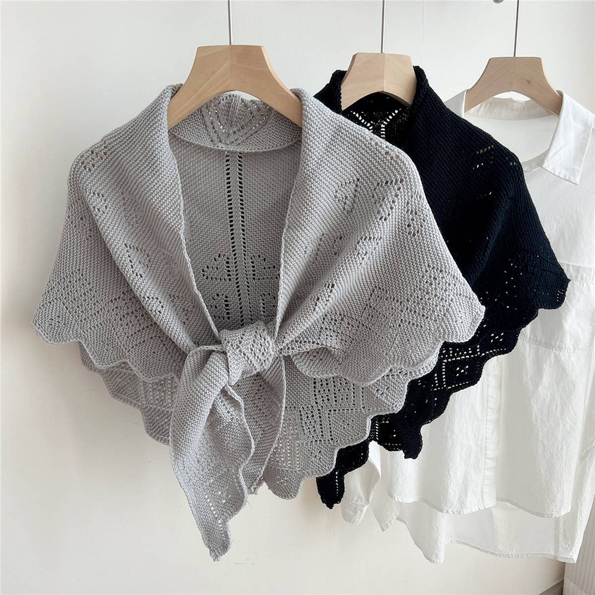 Knit Triangle Shawl Wrap for Summer Air Rooms