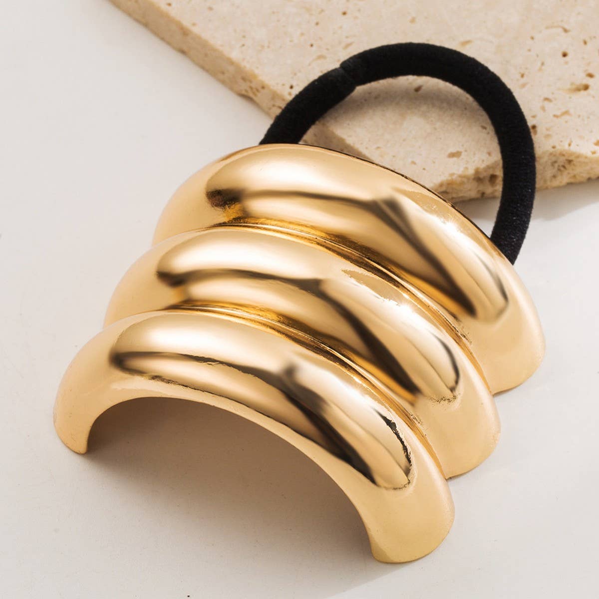Sleek Oval Metal Elastic Hair Tie for Women_CWAHA6181