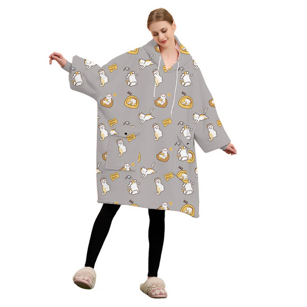 Thick Flannel Hoodie Blanket for Home & Outdoors