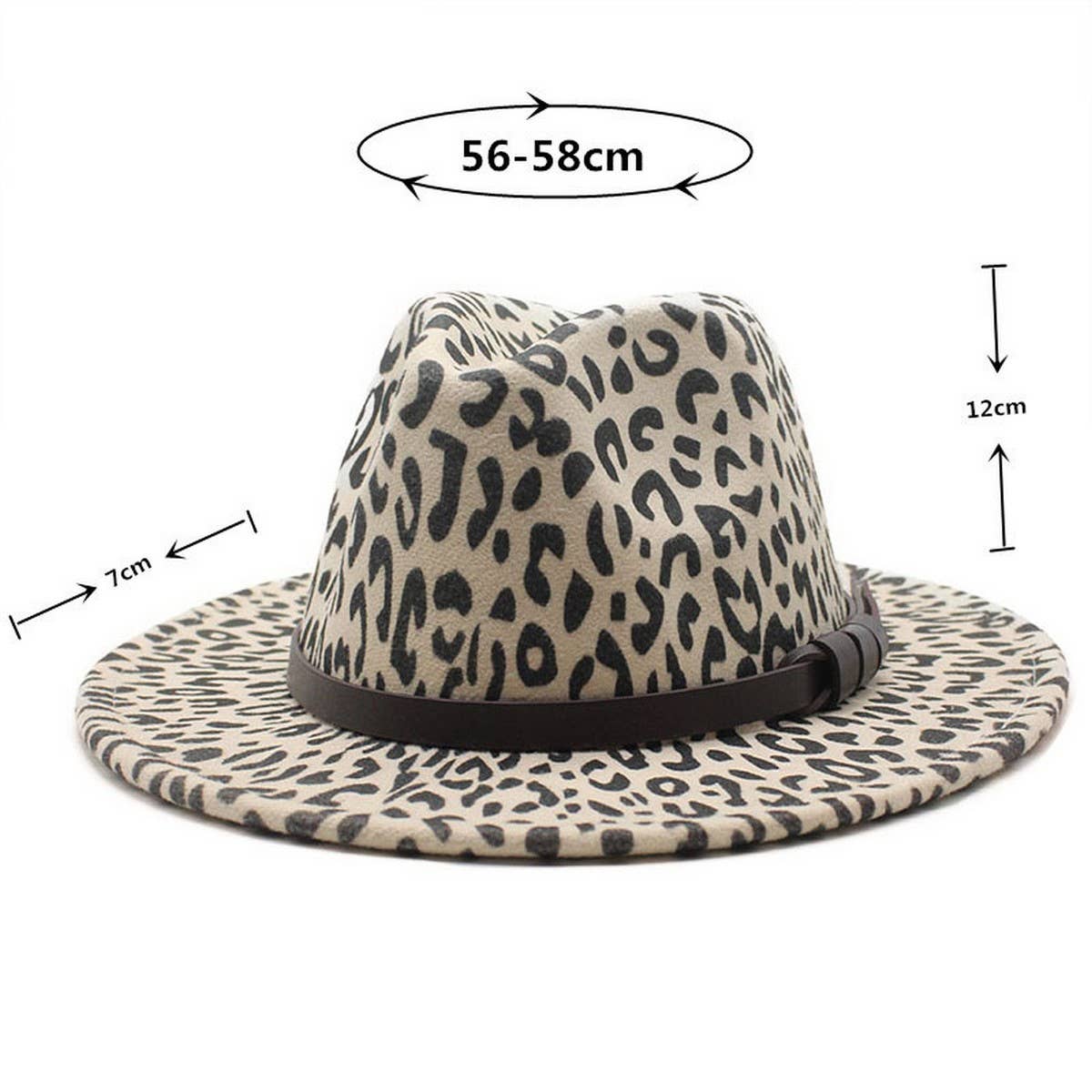 BLACK TWEED WIDE BRIM HAT LEOPARD PRINT HATJAZZ HAT_CWAH2559