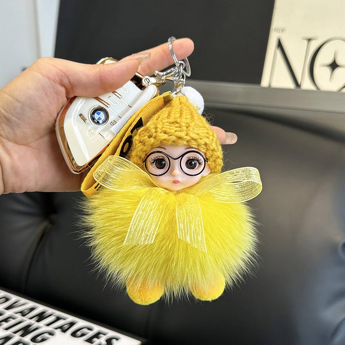 CUTE PLUSH DOLL CAR KEYCHAIN BAG PENDANT GIFT