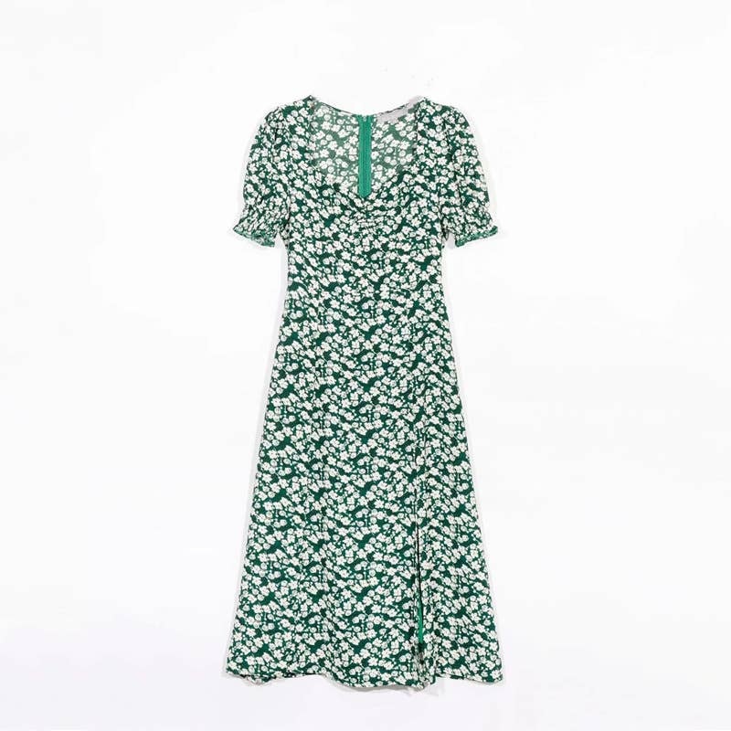 JASMINE DRESS WITH HIGH WAIST AND SQUARE COLLAR