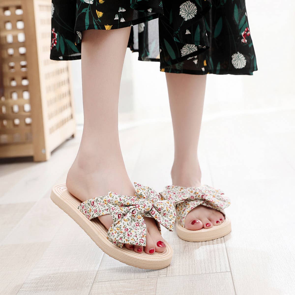 NEW PRINTED FLOWER BOW SANDALS_CWSHS0724
