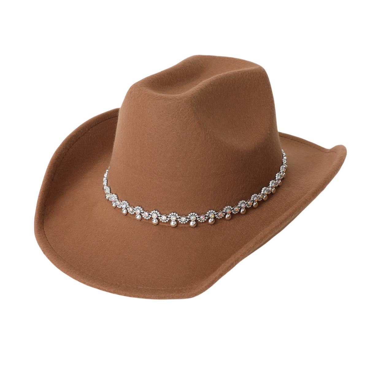 Sequin Spiral Western Felt Hat with Curved Brim_CWAH3645