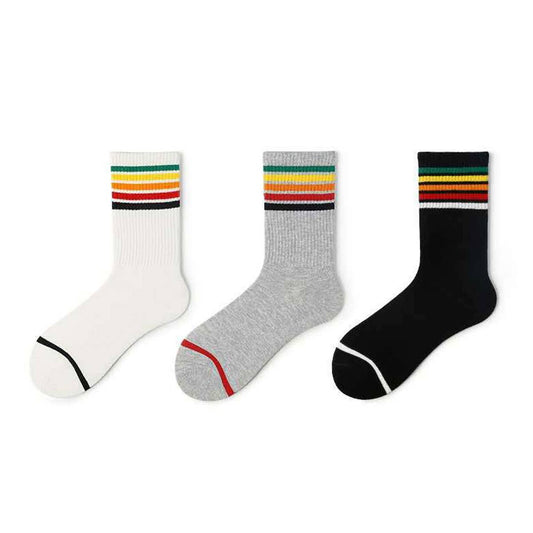 RAINBOW LINED ANKLE CREW SOCKS_CWMS118