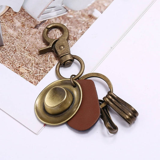 CREATIVE RETRO HAT LEATHER CAR KEYCHAIN