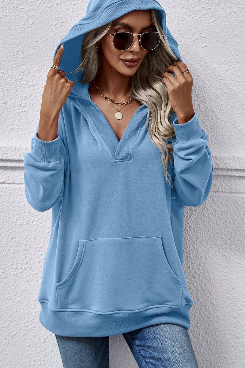 CWOHOL0964_SOLID COLOR LONG-SLEEVED POCKET HOODIE