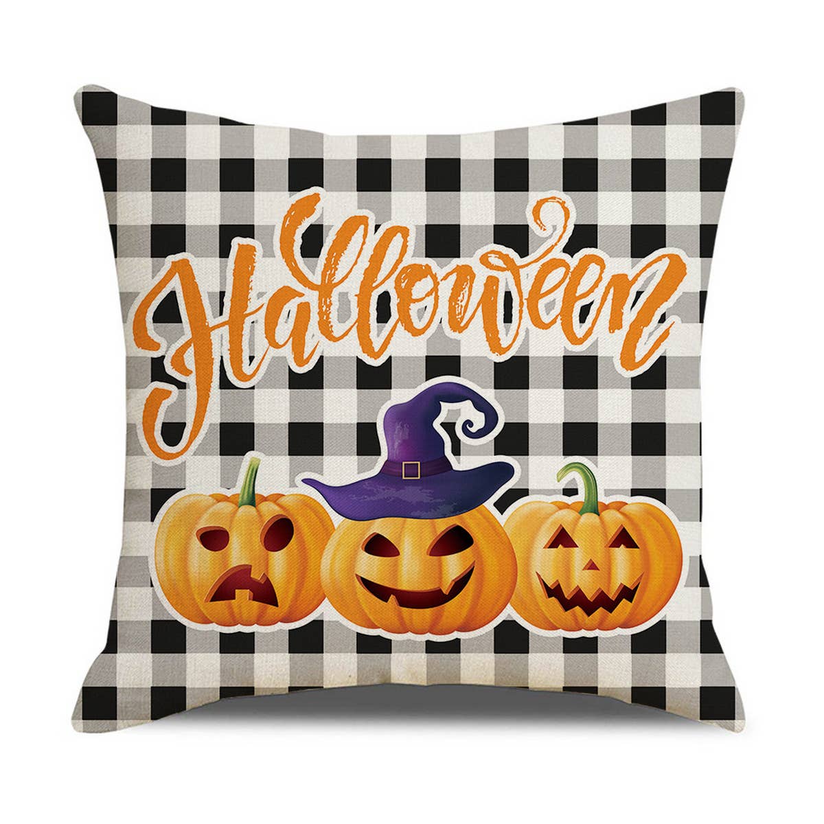 HALLOWEEN PLAID PRINT PILLOWCASE