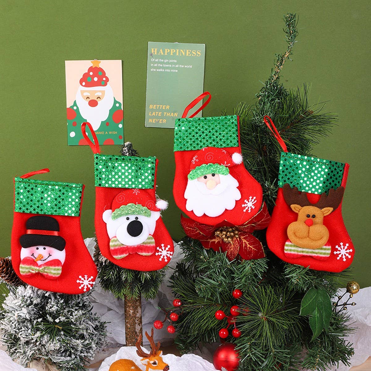 SEQUINED 3D SANTA CLAUS CHRISTMAS STOCKINGS