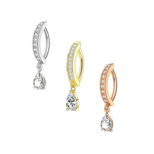 Curved Zircon Navel Piercing Ring in Copper