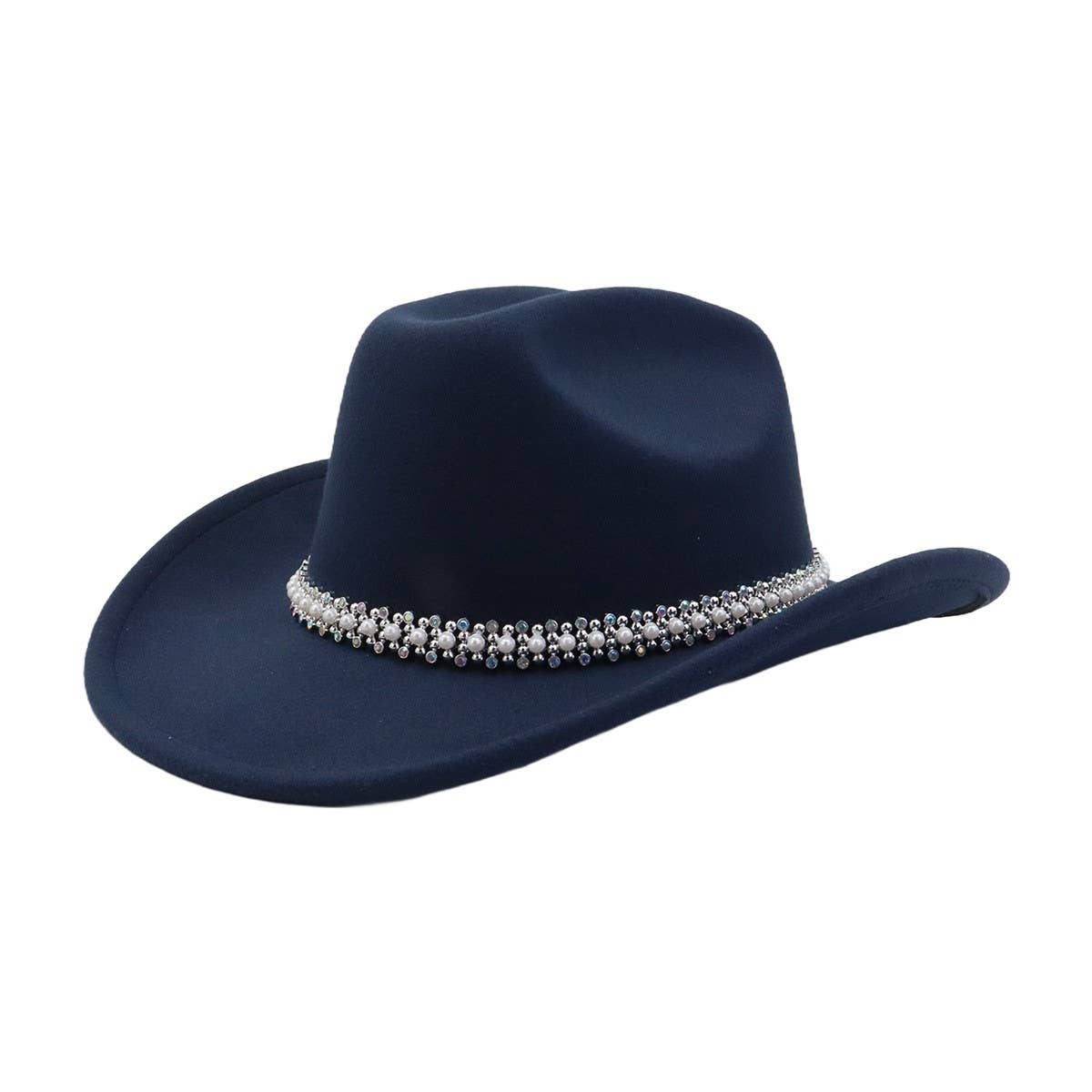 Western Fedora Hat Wool Denim Unisex Style_CWAH04363