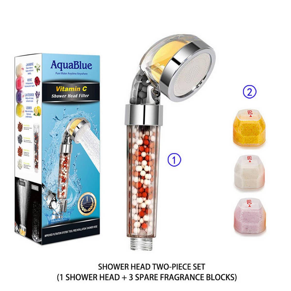 LEMON AROMA FILTER NEGATIVE ION SHOWER HEAD