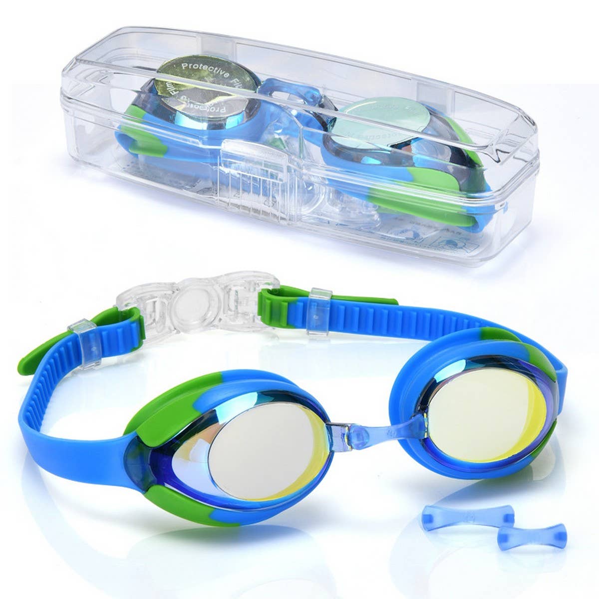 Kids Mirror Swim Goggles, HD Anti-Fog Waterproof
