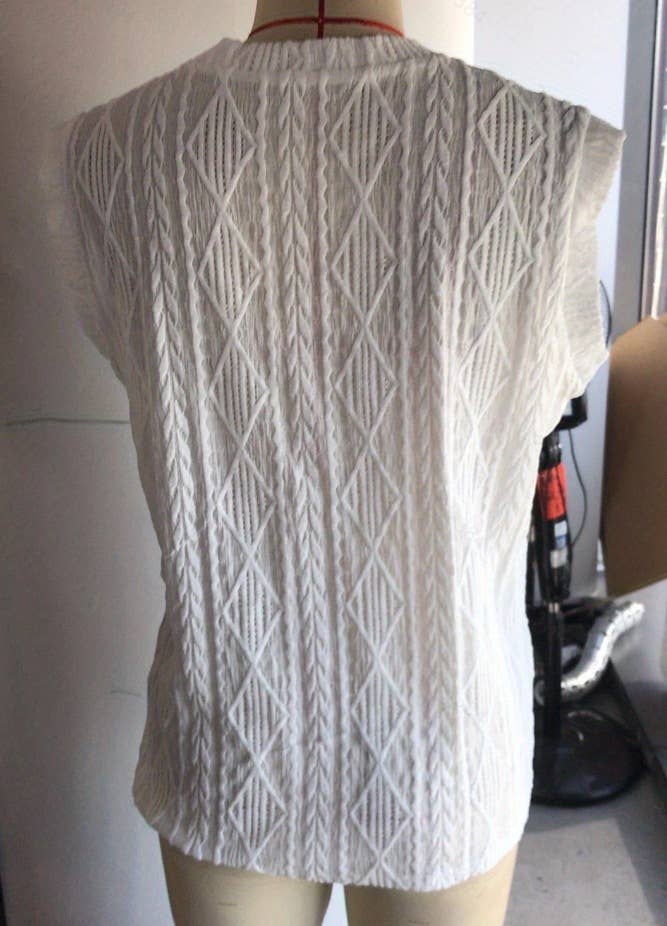 Fashion round neck hollowed-out short sleeve top