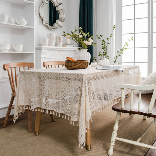 CROCHET HOLLOW TABLECLOTHS WITH TASSELS