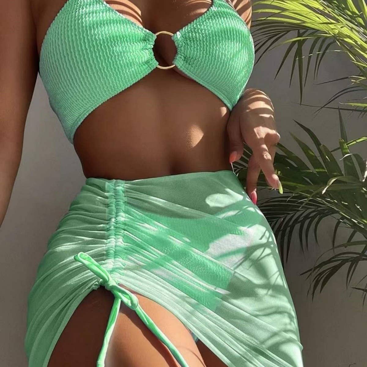 Women's 3 Piece Bikini Set - Halter Swimsuit