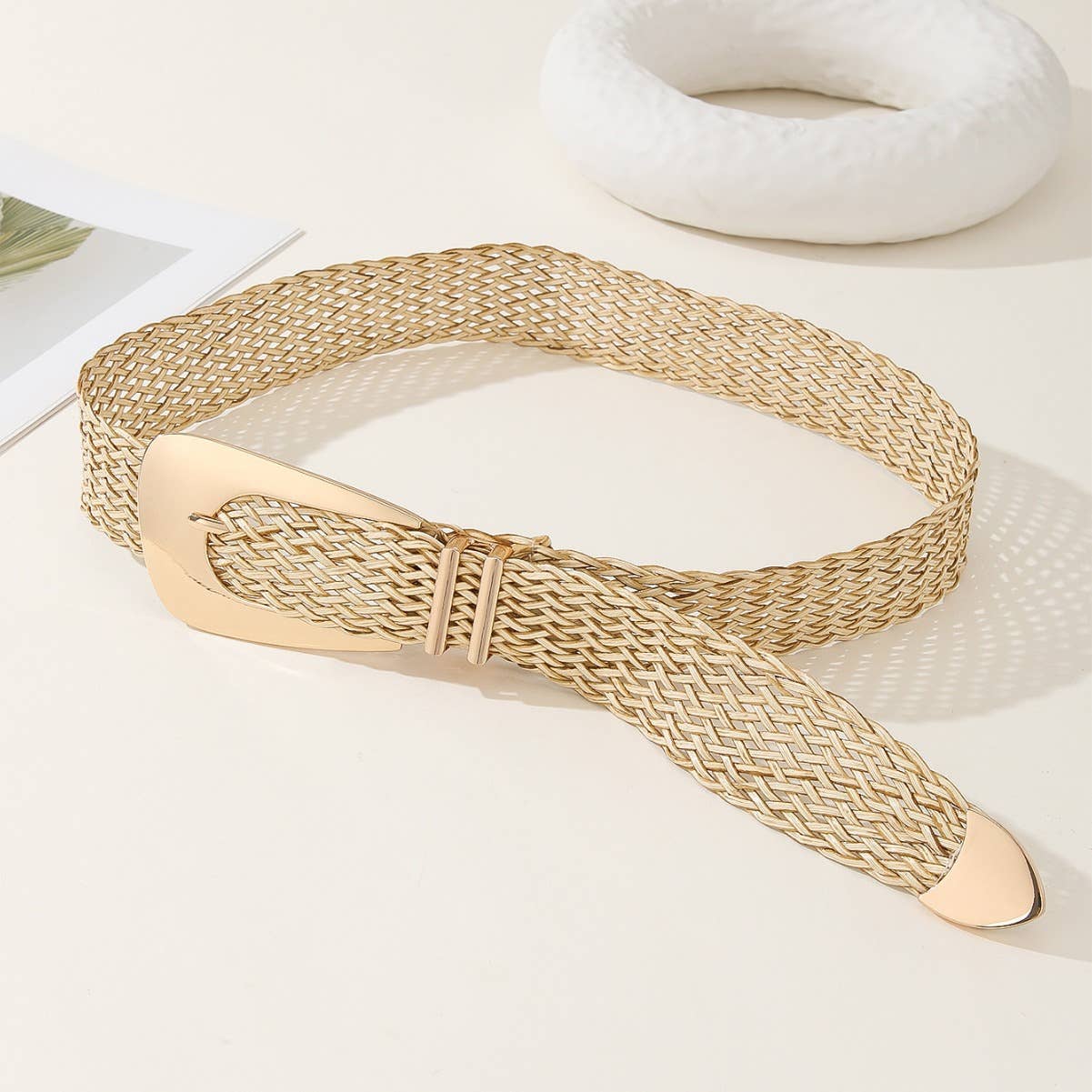 Woven textured imitation metal waist chain
