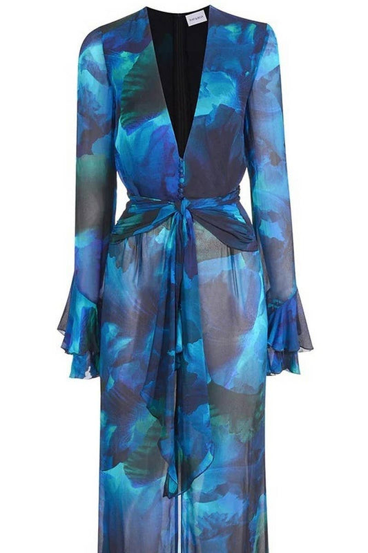 CWDMD4194_CHIFFON PRINTED RESORT BIKINI ROBE COVER UP