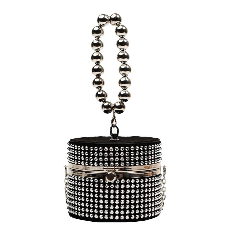Rhinestone personalized crossbody round bag