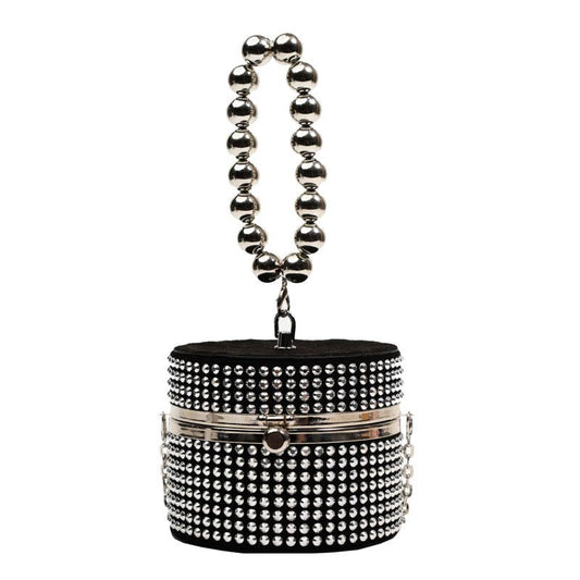 Rhinestone personalized crossbody round bag