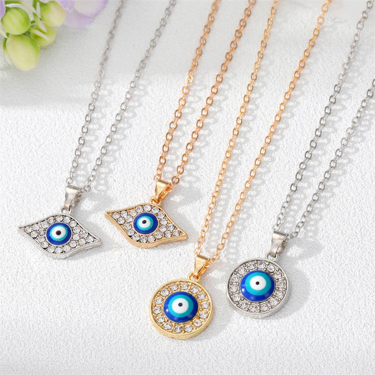 FASHIONABLE EVIL EYE DIAMOND NECKLACE