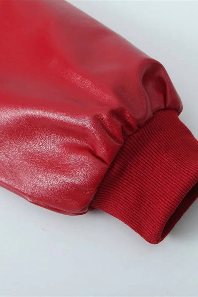 CWOJA0863_SOLID LOOSE FIT ZIP-UP MOTORCYCLE JACKET