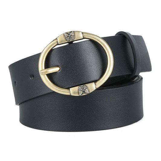 Slimming round pin buckle women's PU belt