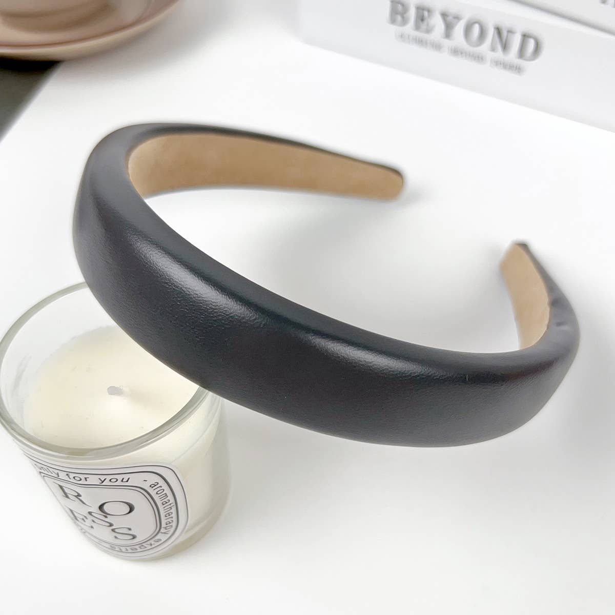 Solid wide-sided sponge high cranial top hairband