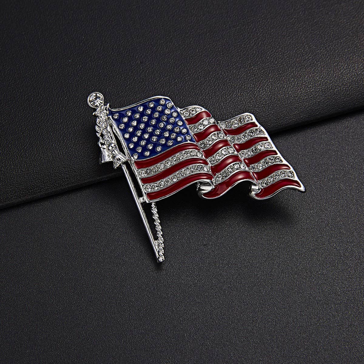 CWAJE2570_AMERICAN FLAG RHINESTONE PAINTING OIL BROOCH